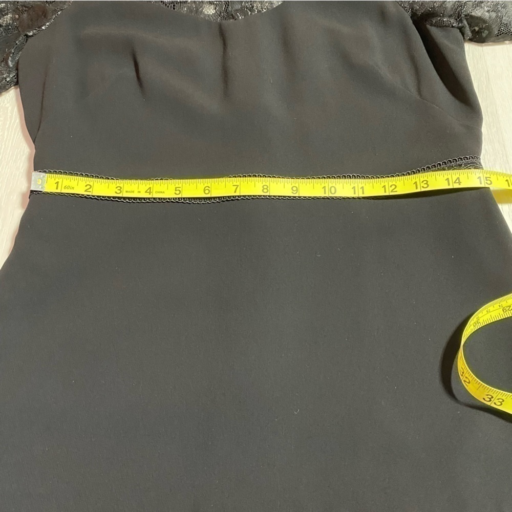 Shoshanna Black Lace Trim Short Sleeve Ruffle Hem Dress Knee Length Dress, Sz 8 - Picture 12 of 14